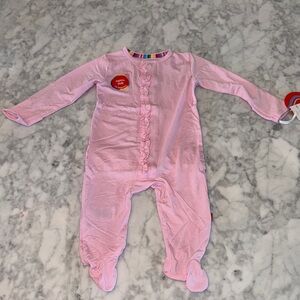NWT MAGNETIC ME MODAL PINK RUFFLE FOOTIE 3/6M